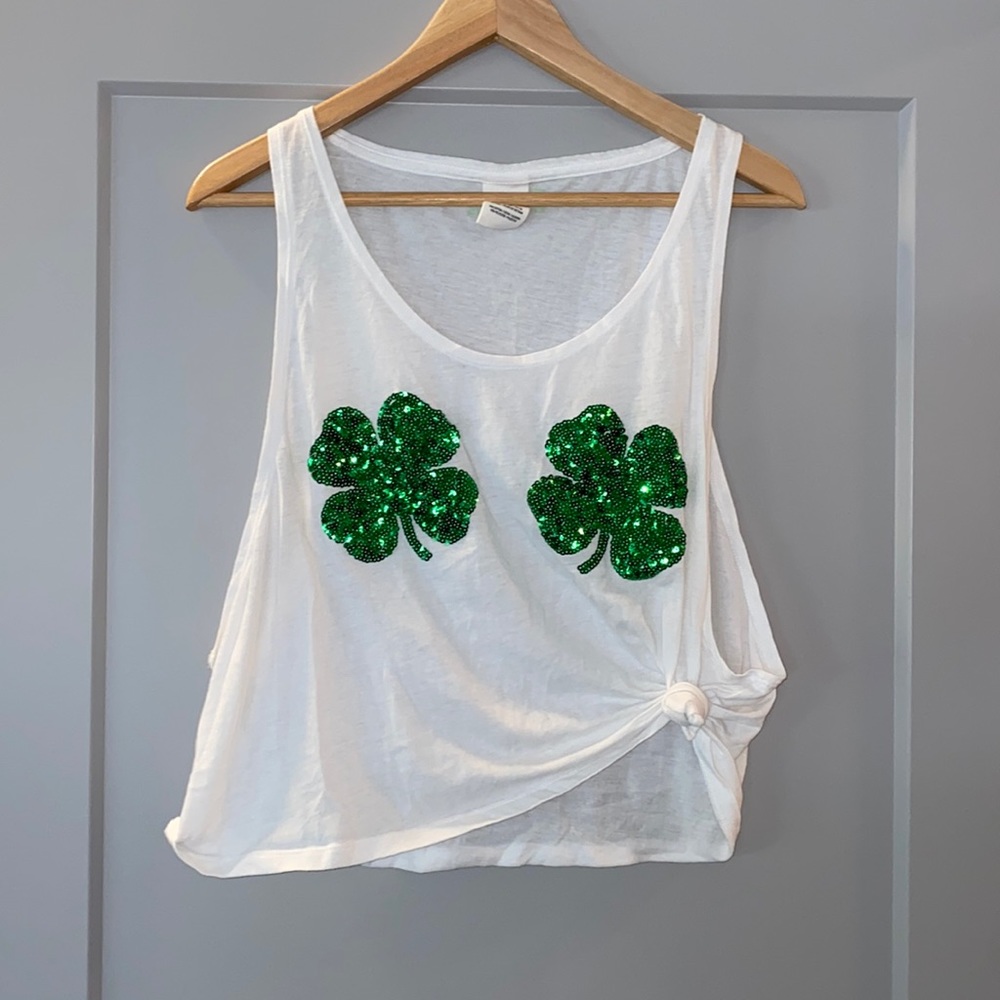 PINK Shamrock Crop Muscle Tank